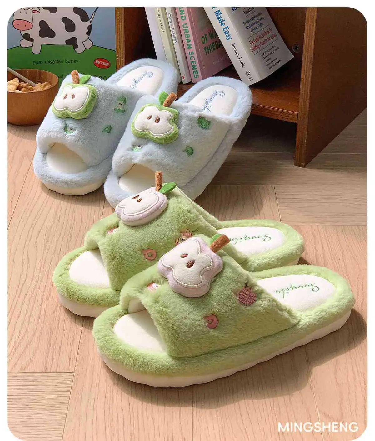 Women's Apple Design Cotton Slippers 2025 Warm Non-Slip — feature 7