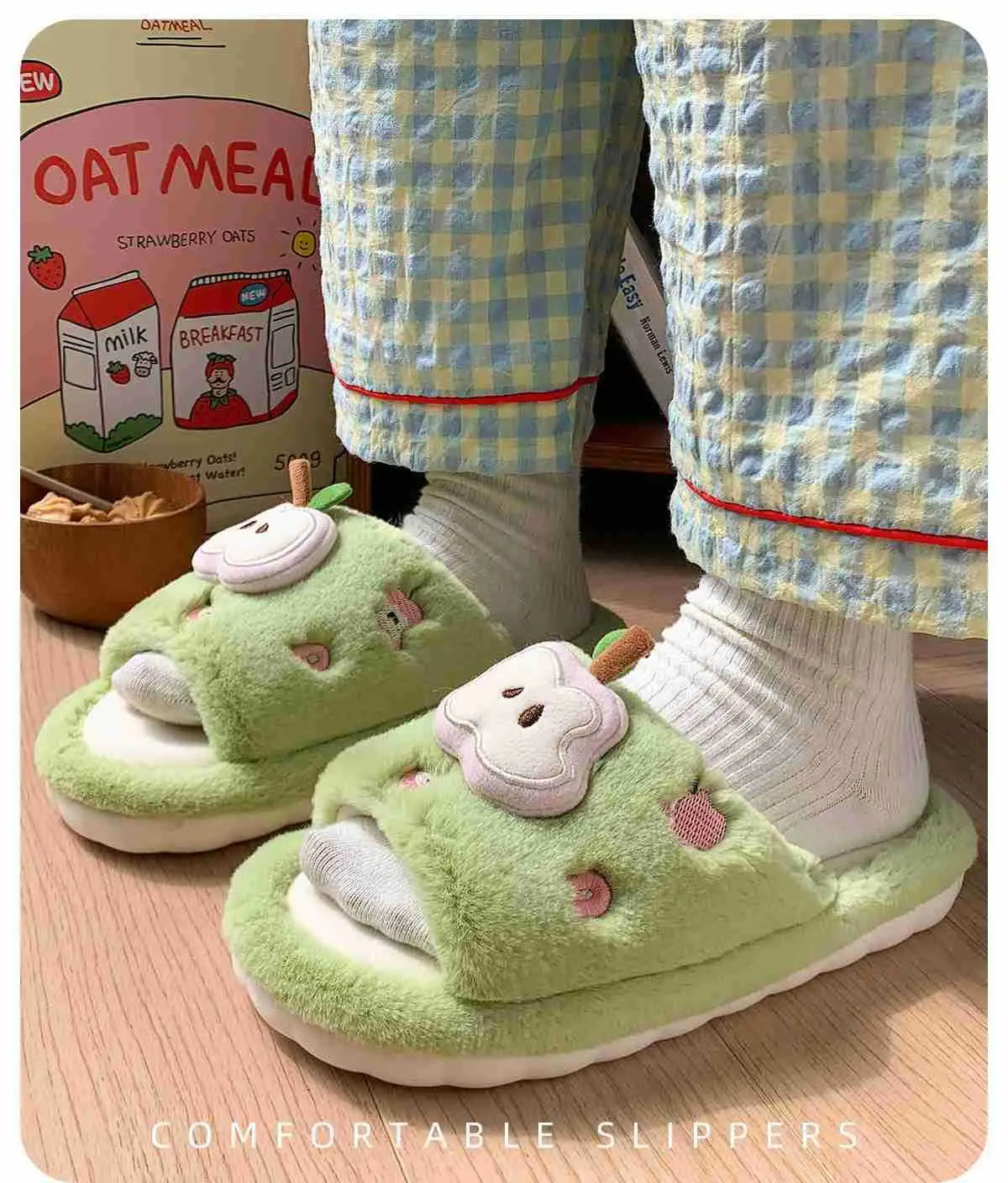 Women's Apple Design Cotton Slippers 2025 Warm Non-Slip — feature 8