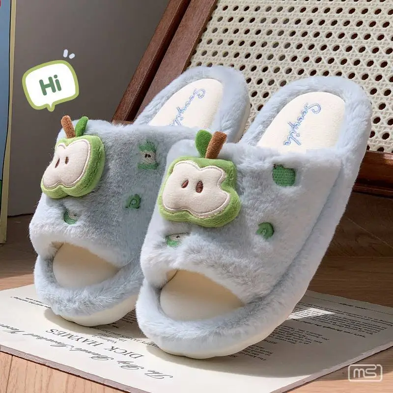 Women's Apple Design Cotton Slippers 2025 Warm Non-Slip