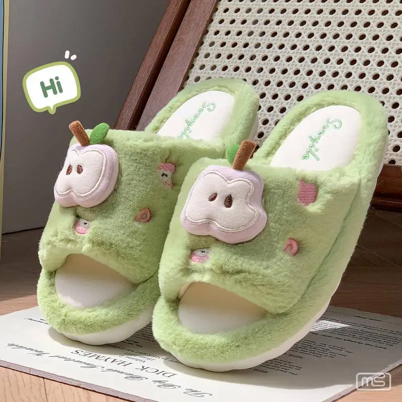 Women's Apple Design Cotton Slippers 2025 Warm Non-Slip