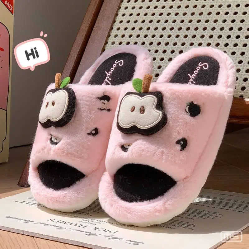 Women's Apple Design Cotton Slippers 2025 Warm Non-Slip