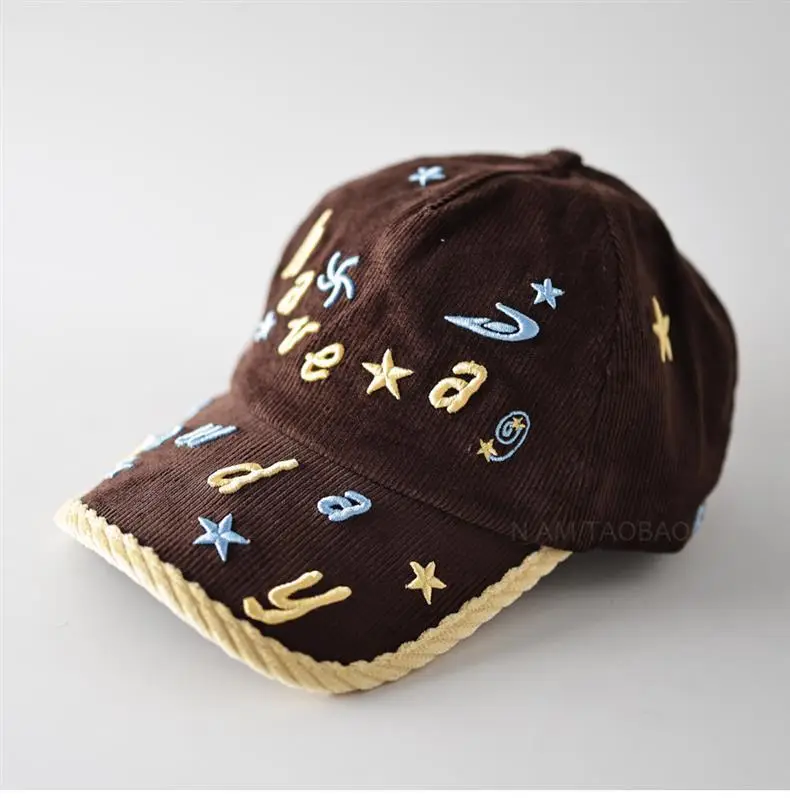 Women's Brown Embroidered Baseball Cap with Star & Letter Design — feature 10