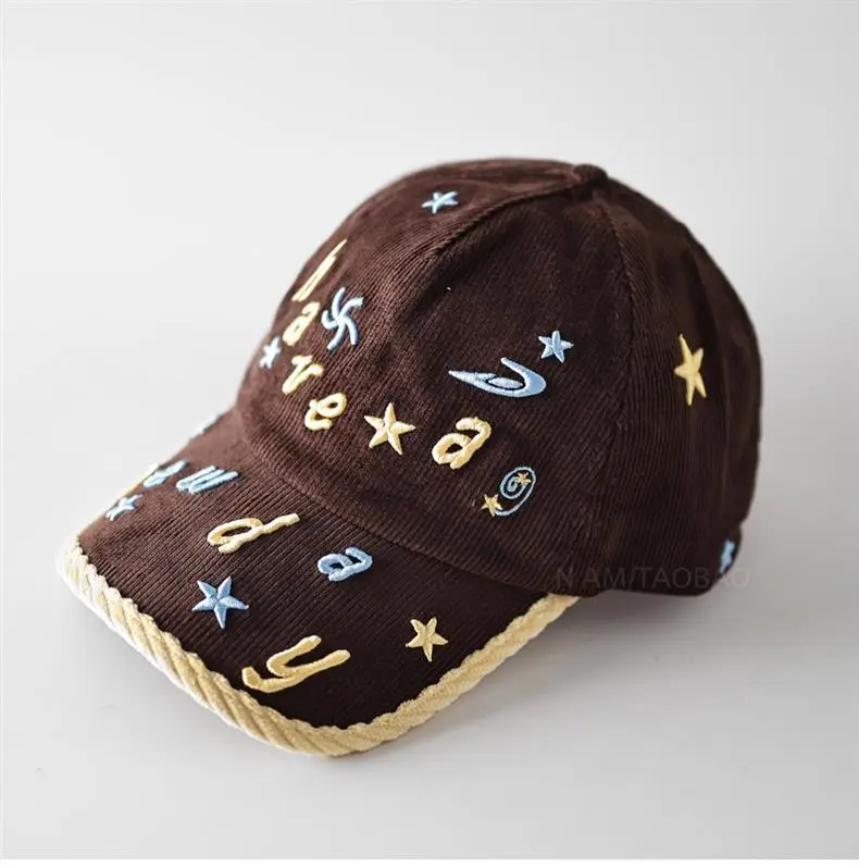 Women's Brown Embroidered Baseball Cap with Star & Letter Design — feature 11