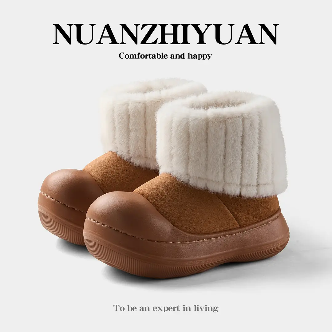 Qidan Shoe Factory Women's Winter Snow Boots with Fleece Lining, Thickened and Warm Children's Cotton Shoes, Thick-Soled Outdoor Non-Slip Parent-Child Cotton Boots - Image 6