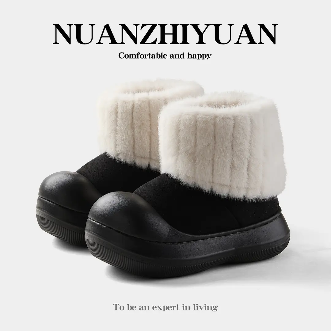Qidan Shoe Factory Women's Winter Snow Boots with Fleece Lining, Thickened and Warm Children's Cotton Shoes, Thick-Soled Outdoor Non-Slip Parent-Child Cotton Boots - Image 7