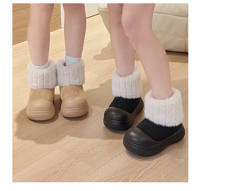 Qidan Shoe Factory Women's Winter Snow Boots with Fleece Lining, Thickened and Warm Children's Cotton Shoes, Thick-Soled Outdoor Non-Slip Parent-Child Cotton Boots — feature 11