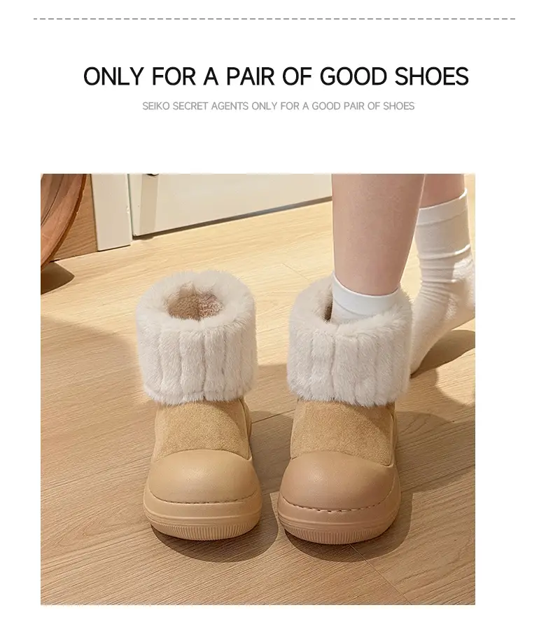 Qidan Shoe Factory Women's Winter Snow Boots with Fleece Lining, Thickened and Warm Children's Cotton Shoes, Thick-Soled Outdoor Non-Slip Parent-Child Cotton Boots — feature 4
