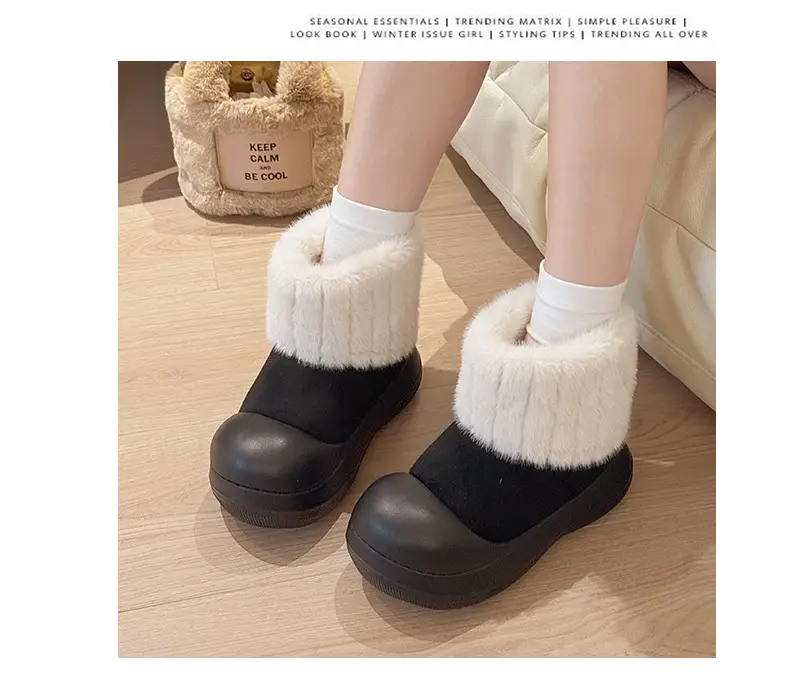 Qidan Shoe Factory Women's Winter Snow Boots with Fleece Lining, Thickened and Warm Children's Cotton Shoes, Thick-Soled Outdoor Non-Slip Parent-Child Cotton Boots — feature 5