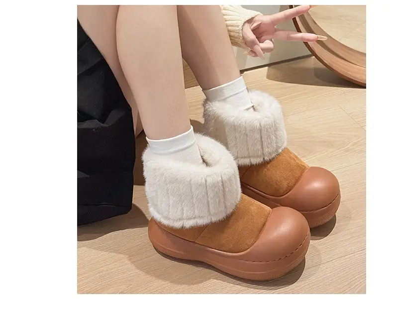Qidan Shoe Factory Women's Winter Snow Boots with Fleece Lining, Thickened and Warm Children's Cotton Shoes, Thick-Soled Outdoor Non-Slip Parent-Child Cotton Boots — feature 7