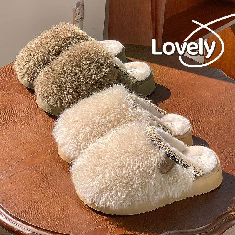 2025 Women's Plush Curly Wool Slippers Winter Warm - Image 6