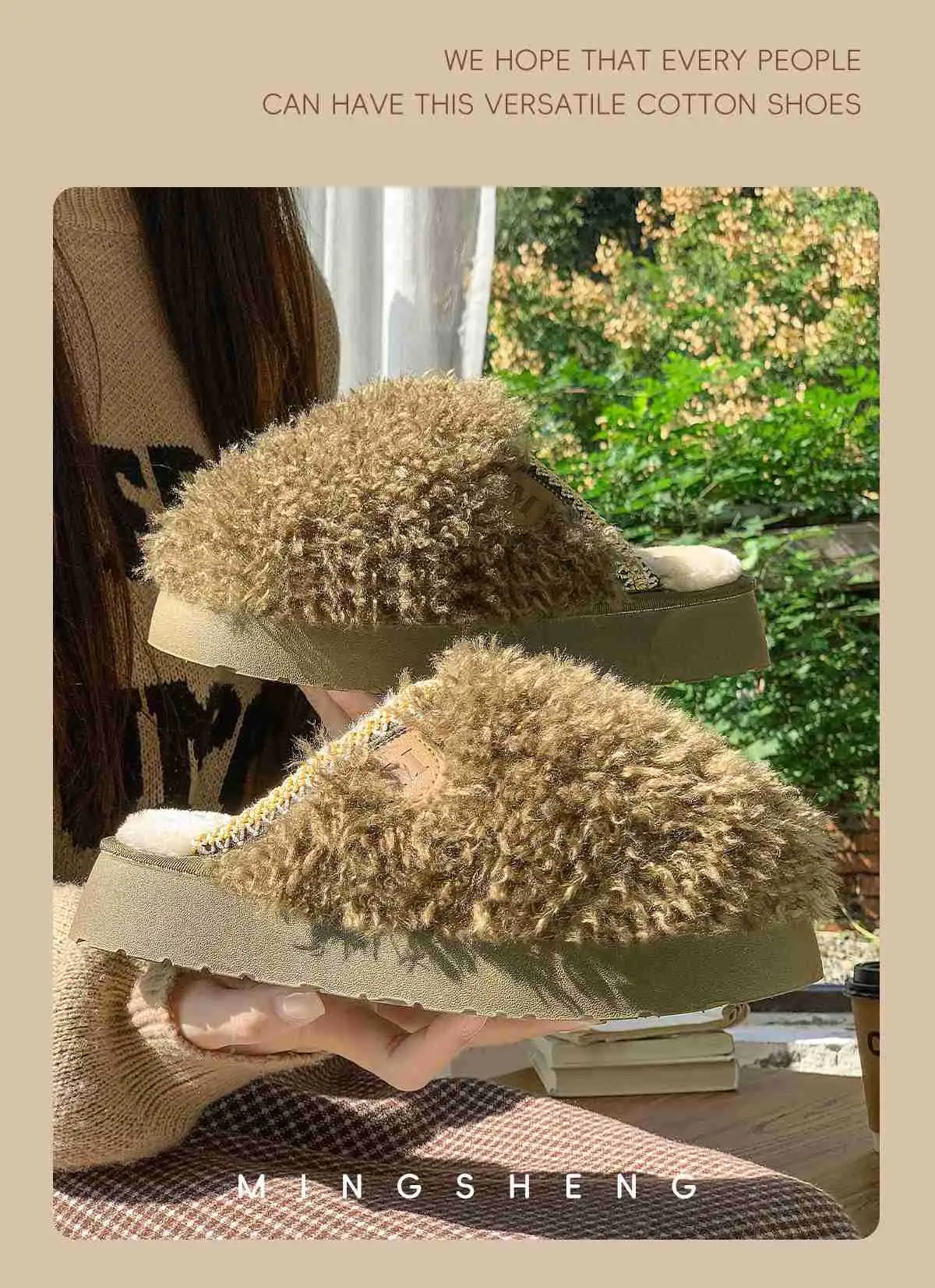 2025 Women's Plush Curly Wool Slippers Winter Warm — feature 7