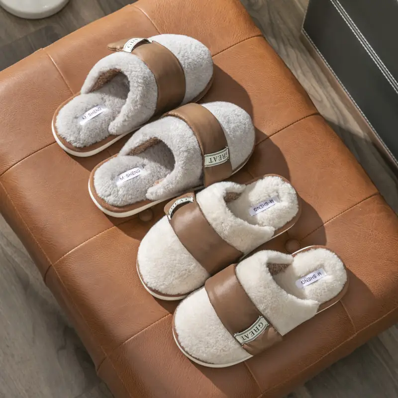 Winter Cross-Border Velcro Slippers for Women Men Soft Soles - Image 8
