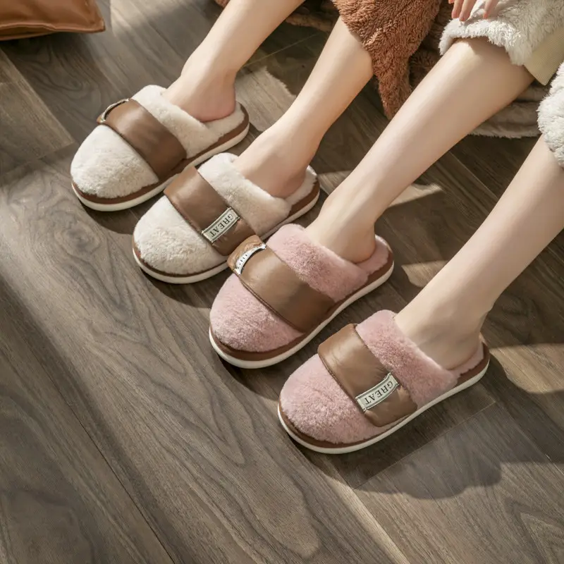 Winter Cross-Border Velcro Slippers for Women Men Soft Soles - Image 9