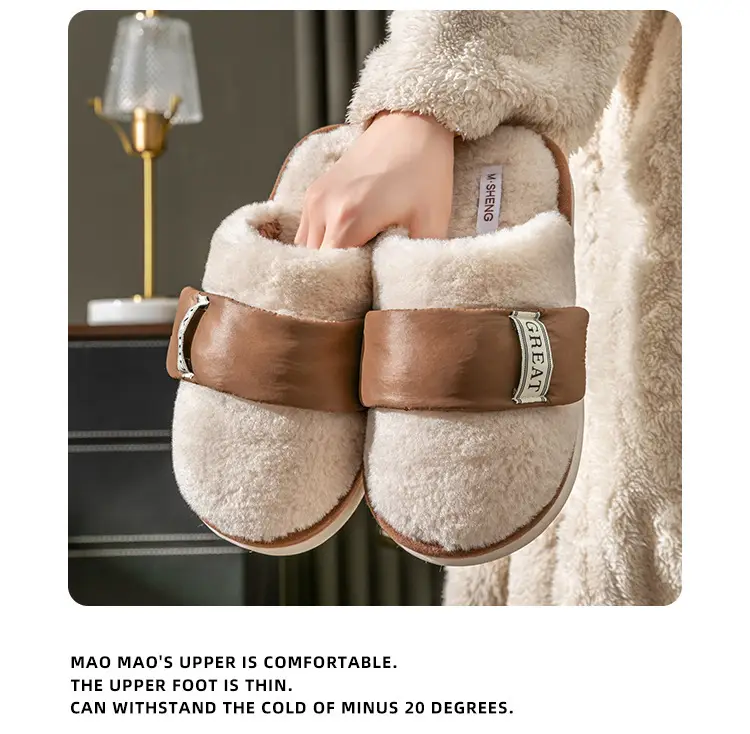 Winter Cross-Border Velcro Slippers for Women Men Soft Soles — feature 10
