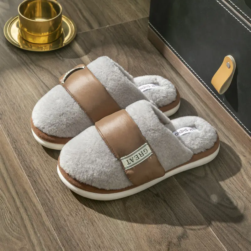 Winter Cross-Border Velcro Slippers for Women Men Soft Soles - Image 3