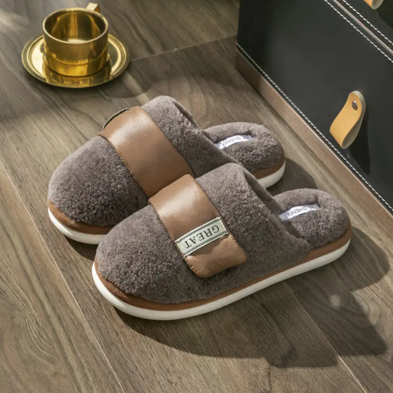 Winter Cross-Border Velcro Slippers for Women Men Soft Soles - Image 5