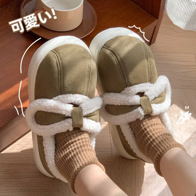 2025 Winter Cotton Bow Slippers with Fleece Lining - Image 7