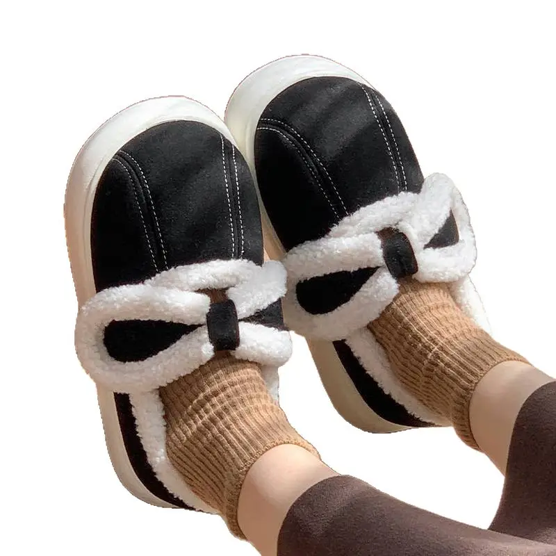 2025 Winter Cotton Bow Slippers with Fleece Lining - Image 9