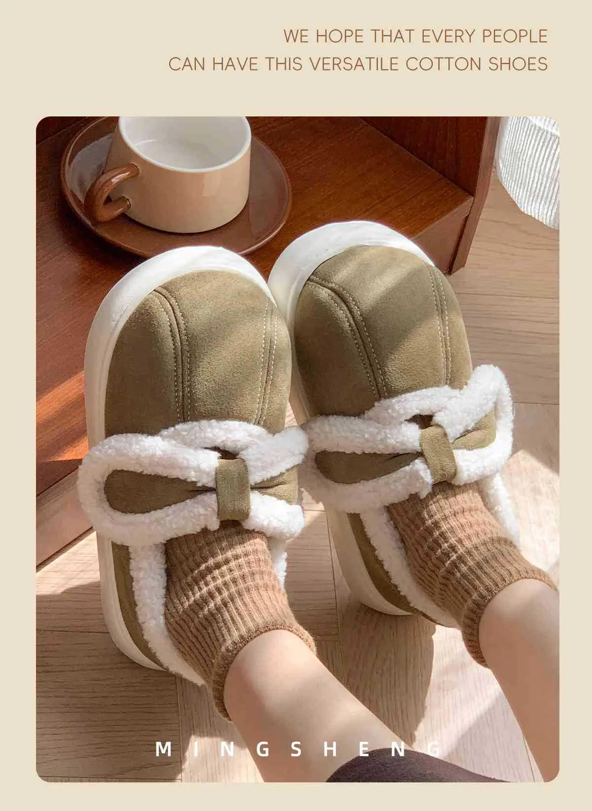 2025 Winter Cotton Bow Slippers with Fleece Lining — feature 7