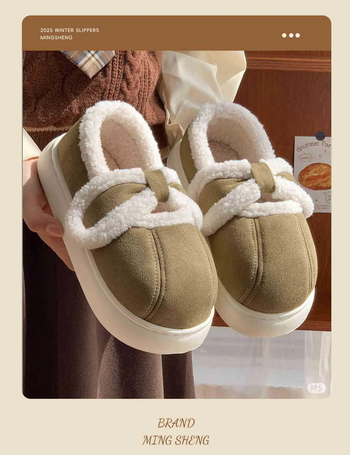 2025 Winter Cotton Bow Slippers with Fleece Lining — feature 8