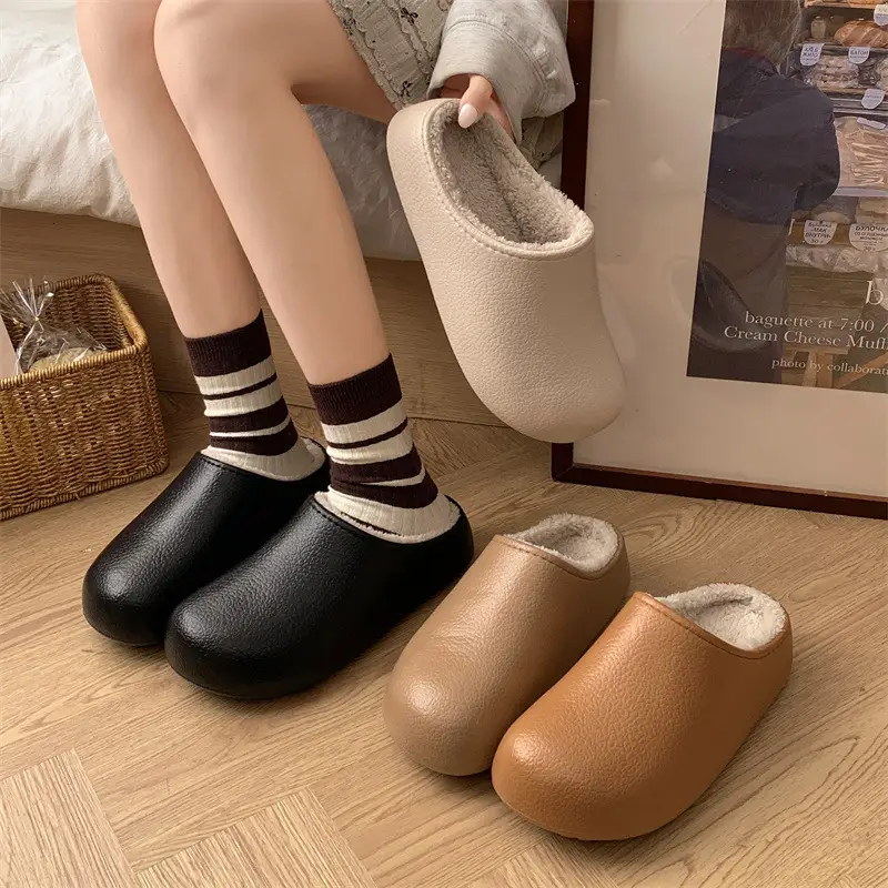 Women's Waterproof Velvet Winter Slippers Brown - Image 6