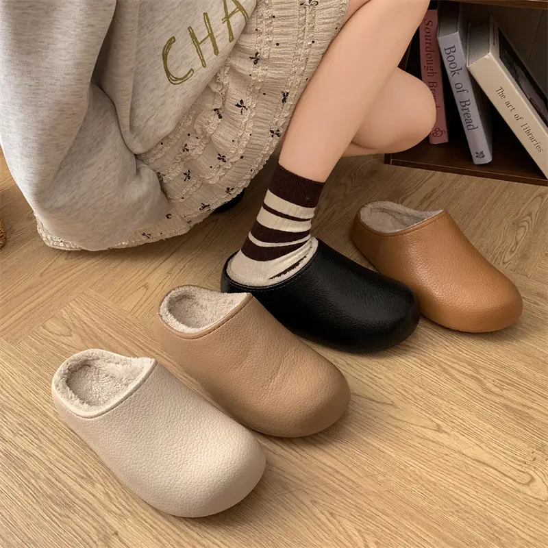Women's Waterproof Velvet Winter Slippers Brown - Image 7