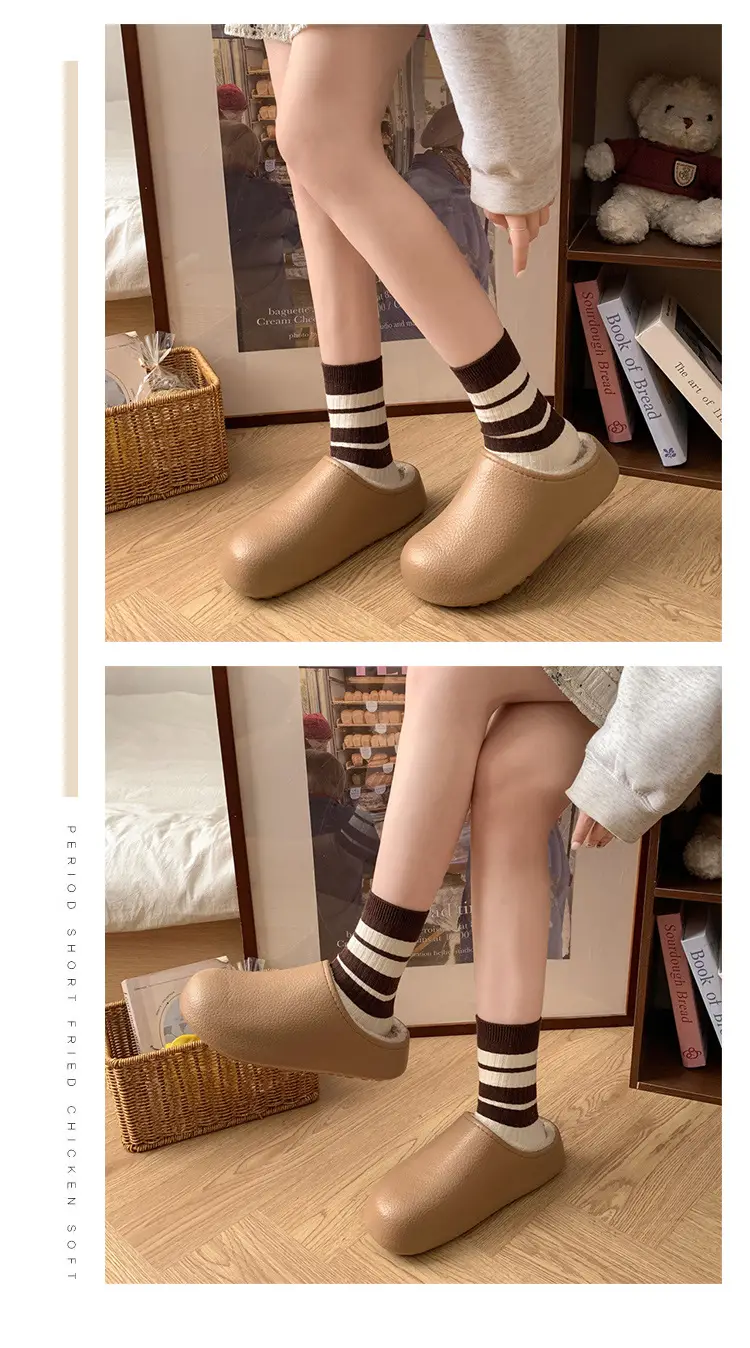 Women's Waterproof Velvet Winter Slippers Brown — feature 7