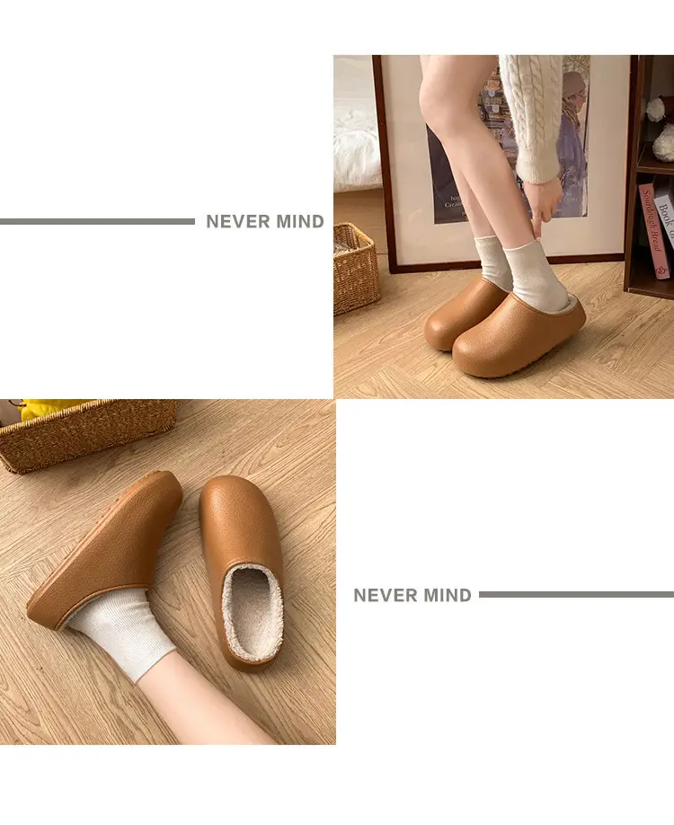 Women's Waterproof Velvet Winter Slippers Brown — feature 9