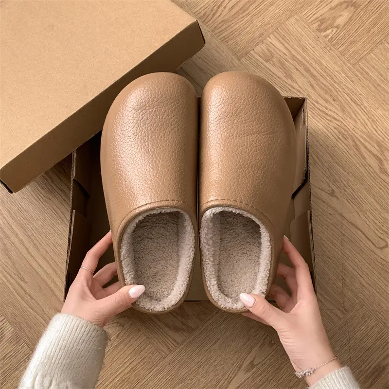 Women's Waterproof Velvet Winter Slippers Brown - Image 3