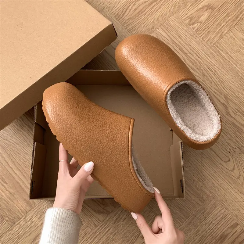 Women's Waterproof Velvet Winter Slippers Brown - Image 4