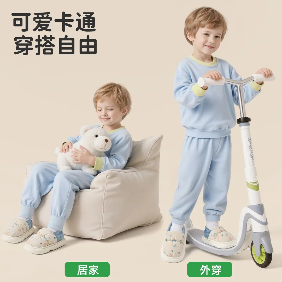 Children's Cotton Slippers for Girls, Winter Indoor Home Non-Slip Closed-Back Waterproof Warm Slippers for Boys and Girls - Image 6