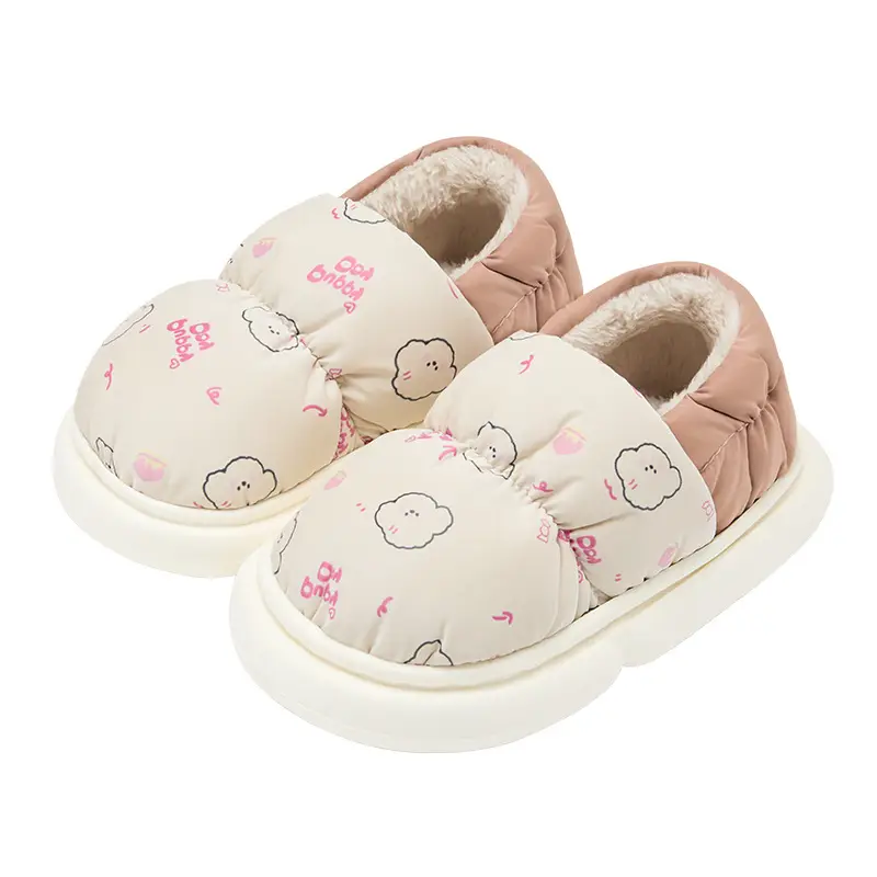 Children's Cotton Slippers for Girls, Winter Indoor Home Non-Slip Closed-Back Waterproof Warm Slippers for Boys and Girls - Image 8