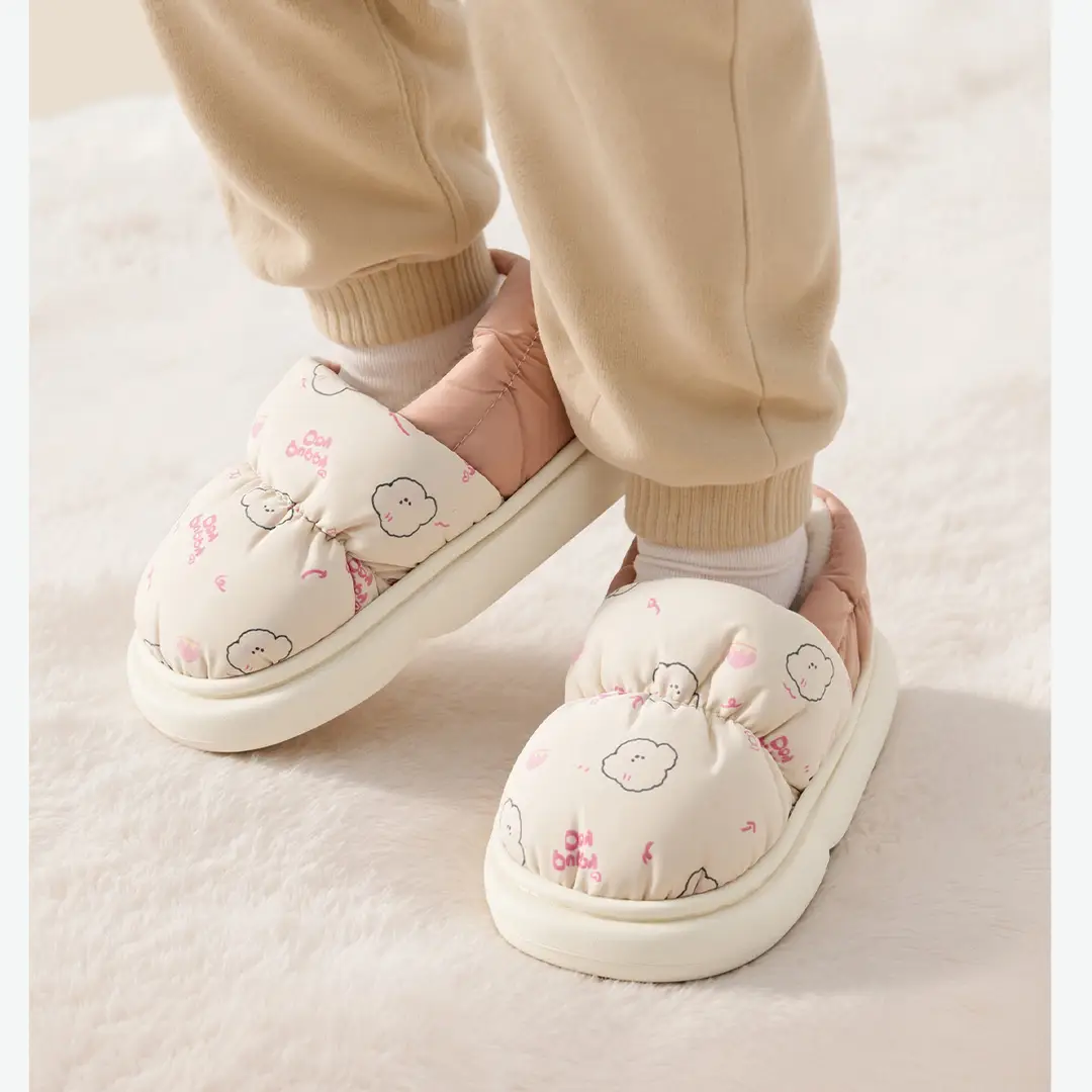Children's Cotton Slippers for Girls, Winter Indoor Home Non-Slip Closed-Back Waterproof Warm Slippers for Boys and Girls — feature 15