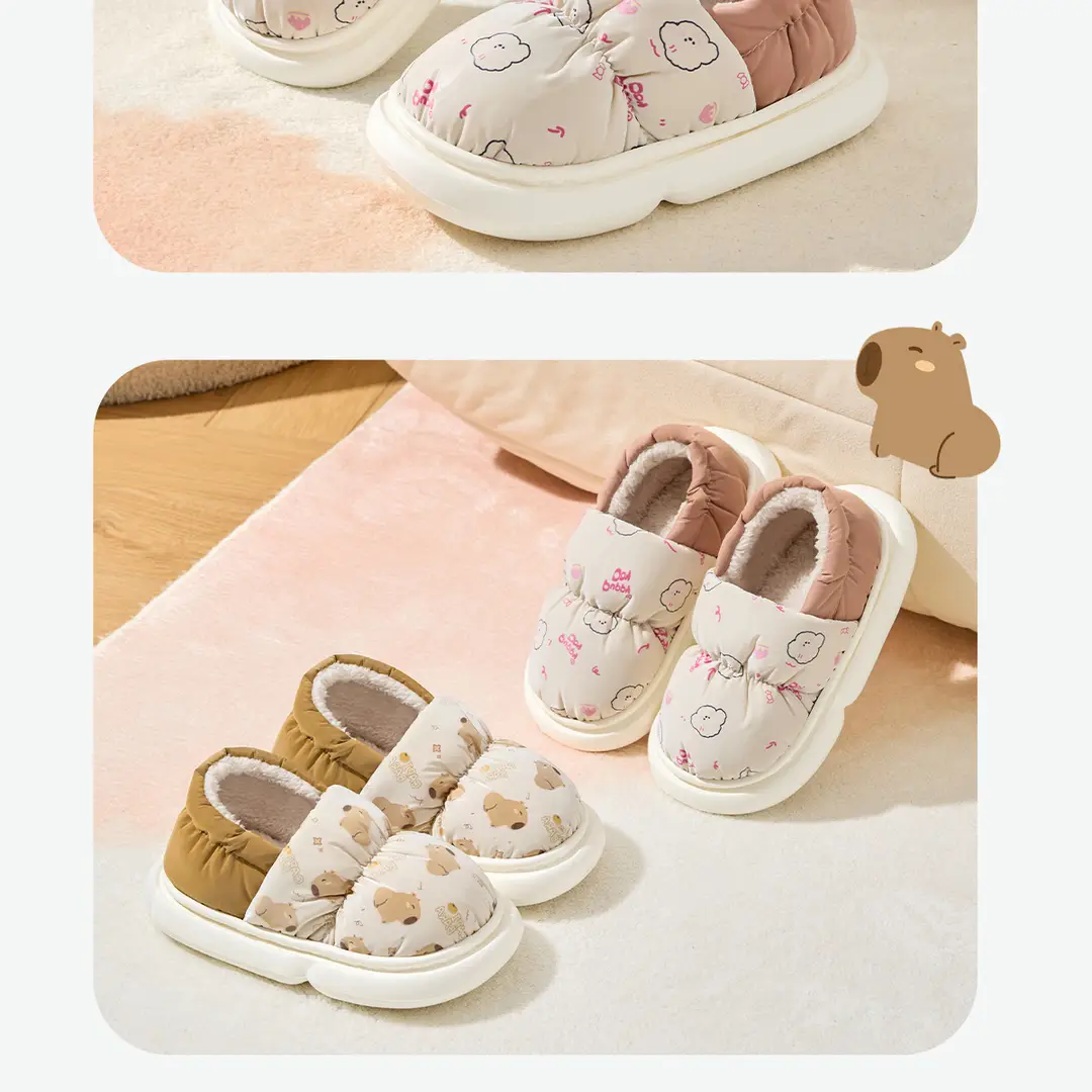 Children's Cotton Slippers for Girls, Winter Indoor Home Non-Slip Closed-Back Waterproof Warm Slippers for Boys and Girls — feature 20
