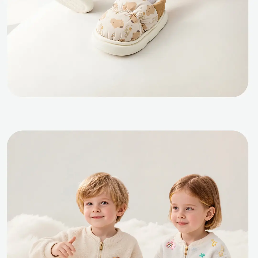 Children's Cotton Slippers for Girls, Winter Indoor Home Non-Slip Closed-Back Waterproof Warm Slippers for Boys and Girls — feature 22