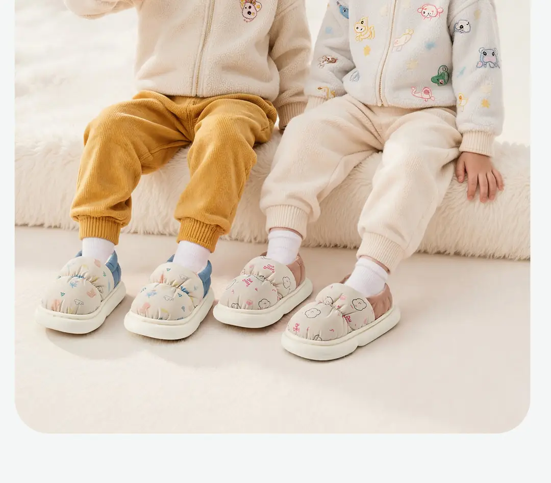 Children's Cotton Slippers for Girls, Winter Indoor Home Non-Slip Closed-Back Waterproof Warm Slippers for Boys and Girls — feature 23