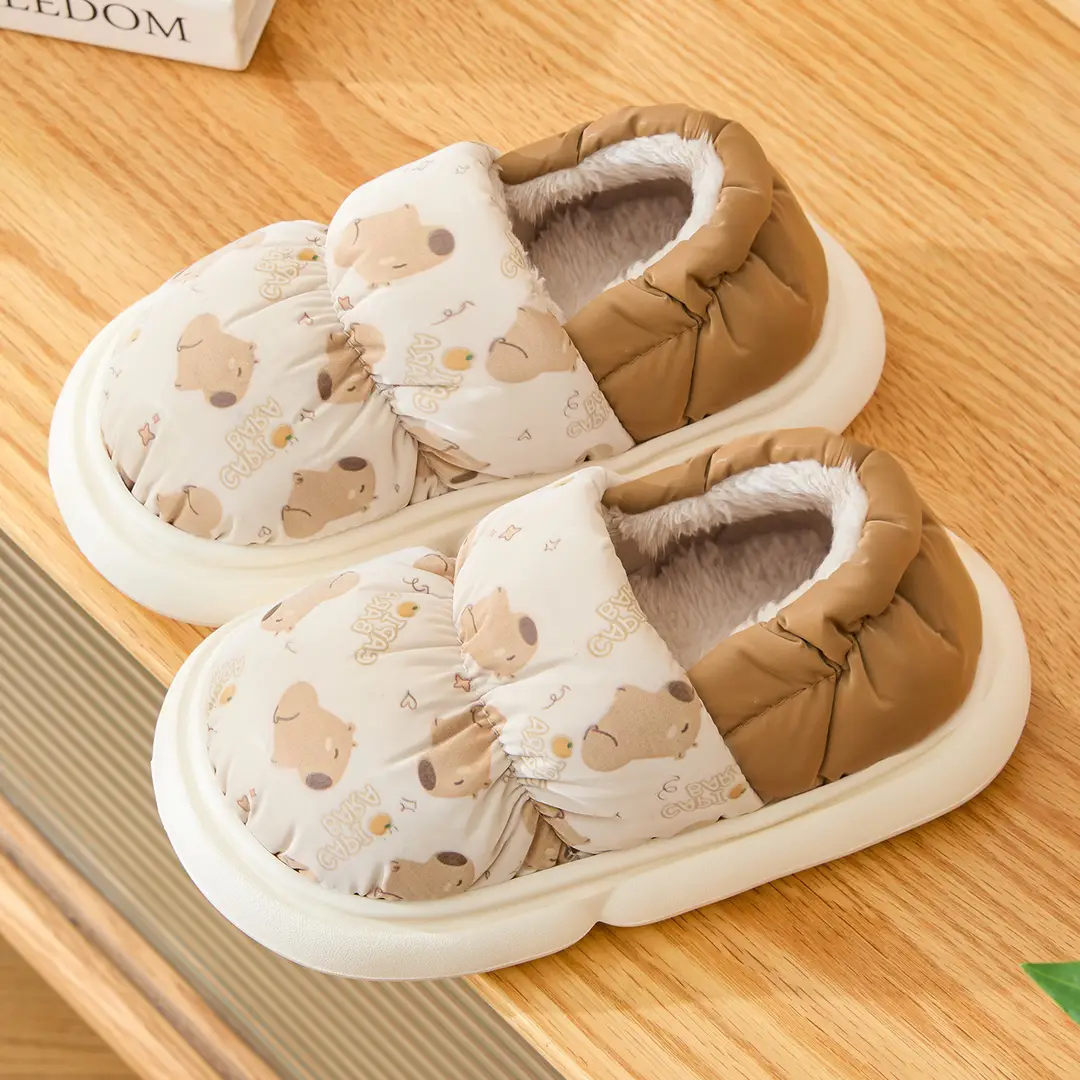 Children's Cotton Slippers for Girls, Winter Indoor Home Non-Slip Closed-Back Waterproof Warm Slippers for Boys and Girls - Image 3