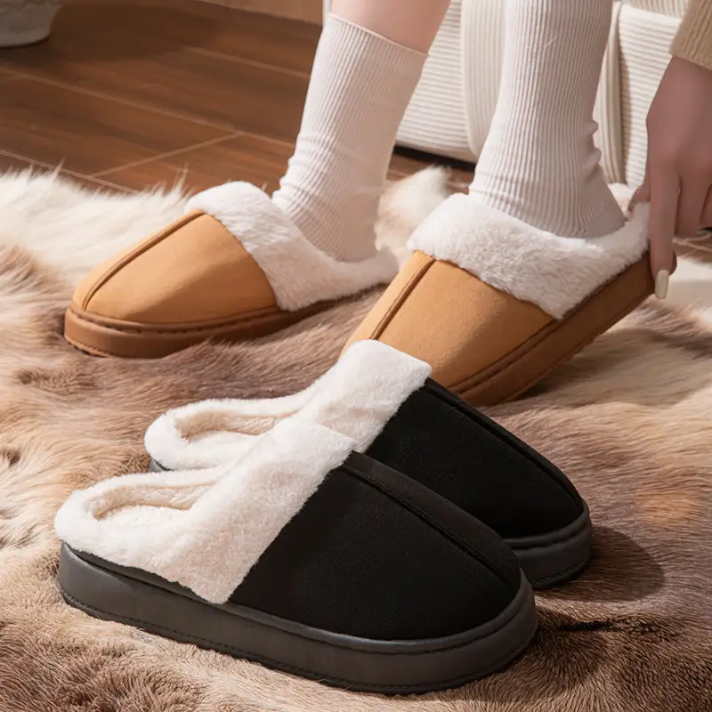 Winter Retro Warm Cotton Slippers for Women in Autumn and Winter Indoor Home Soft Sole Comfortable Non-Slip Warm Plush Cotton Slippers - Image 5