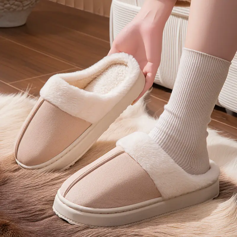 Winter Retro Warm Cotton Slippers for Women in Autumn and Winter Indoor Home Soft Sole Comfortable Non-Slip Warm Plush Cotton Slippers - Image 7