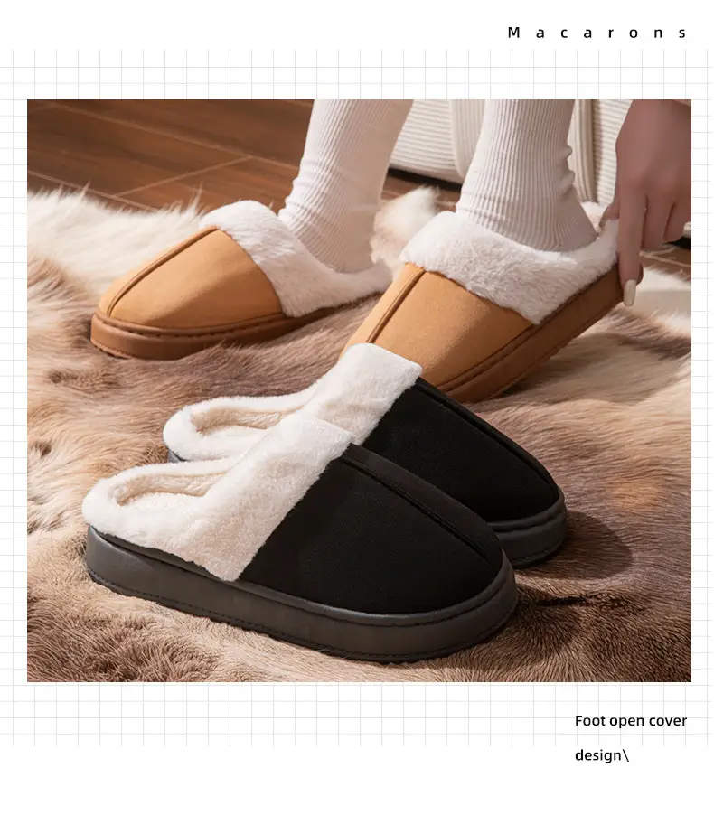 Winter Retro Warm Cotton Slippers for Women in Autumn and Winter Indoor Home Soft Sole Comfortable Non-Slip Warm Plush Cotton Slippers — feature 14