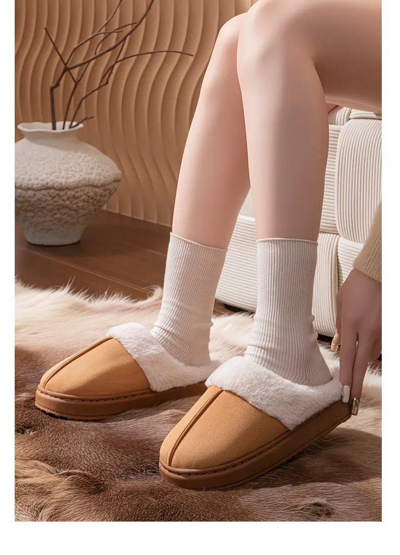 Winter Retro Warm Cotton Slippers for Women in Autumn and Winter Indoor Home Soft Sole Comfortable Non-Slip Warm Plush Cotton Slippers — feature 15