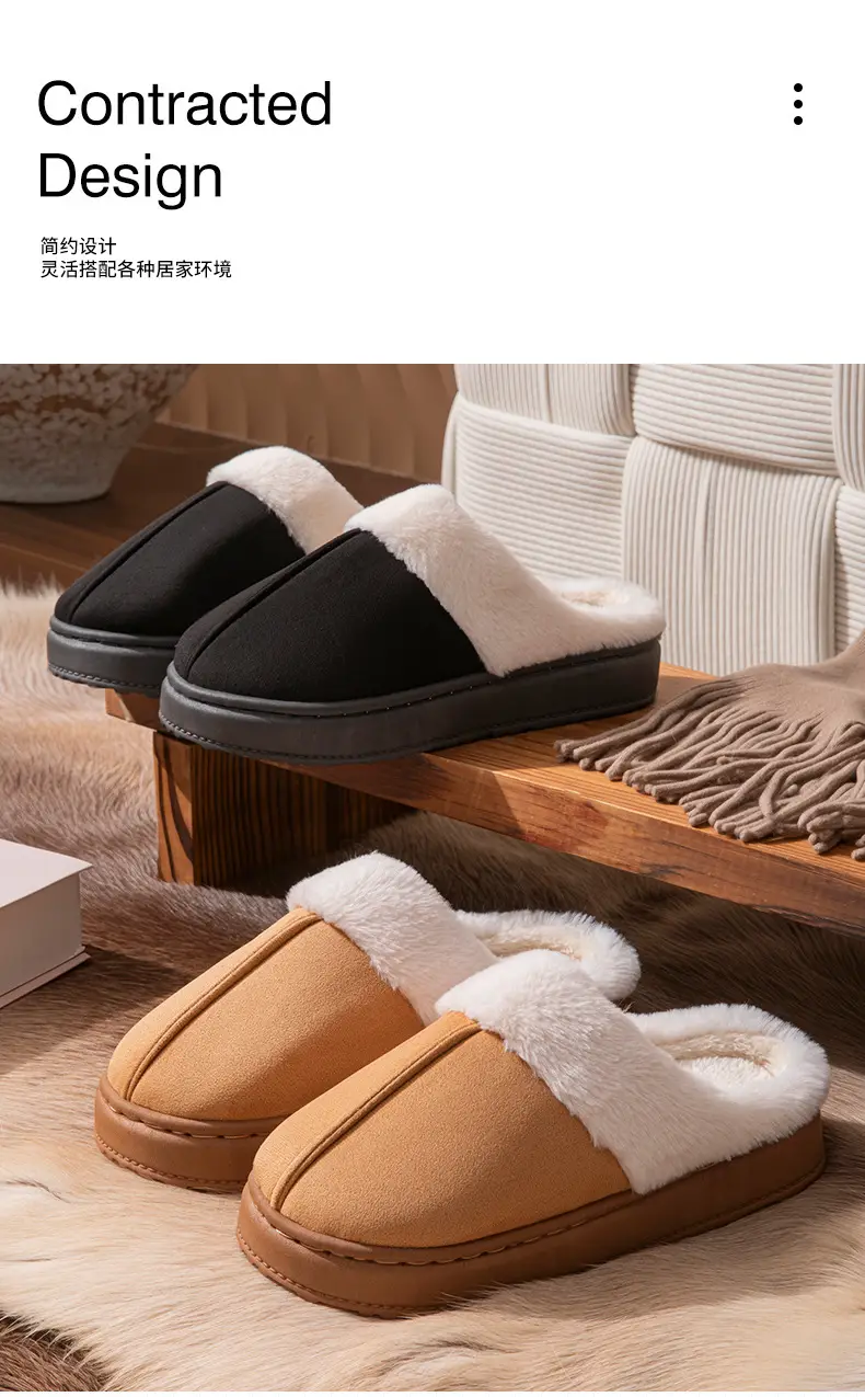 Winter Retro Warm Cotton Slippers for Women in Autumn and Winter Indoor Home Soft Sole Comfortable Non-Slip Warm Plush Cotton Slippers — feature 3