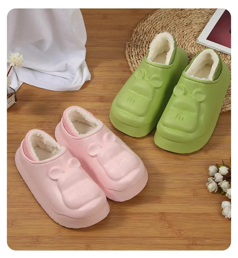 2025 Cotton Cartoon Slippers Green Warm Winter — feature 11