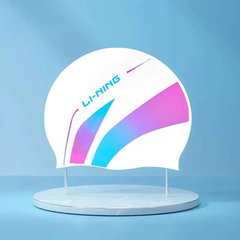 Li Ning Silicone Swimming Cap Large Size Comfortable Non-Stretching Large Head Circumference Men and Women Adult Kidsren Pure Color Swimming Cap Ear Protection Cap