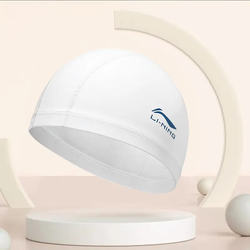 Li Ning Silicone Swimming Cap Large Size Comfortable Non-Stretching Large Head Circumference Men and Women Adult Kidsren Pure Color Swimming Cap Ear Protection Cap