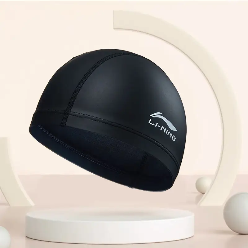 Li Ning Silicone Swimming Cap Large Size Comfortable Non-Stretching Large Head Circumference Men and Women Adult Kidsren Pure Color Swimming Cap Ear Protection Cap