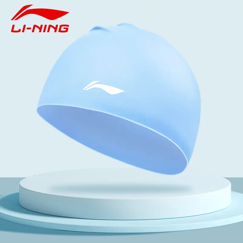 Li Ning Silicone Swimming Cap Large Size Comfortable Non-Stretching Large Head Circumference Men and Women Adult Kidsren Pure Color Swimming Cap Ear Protection Cap