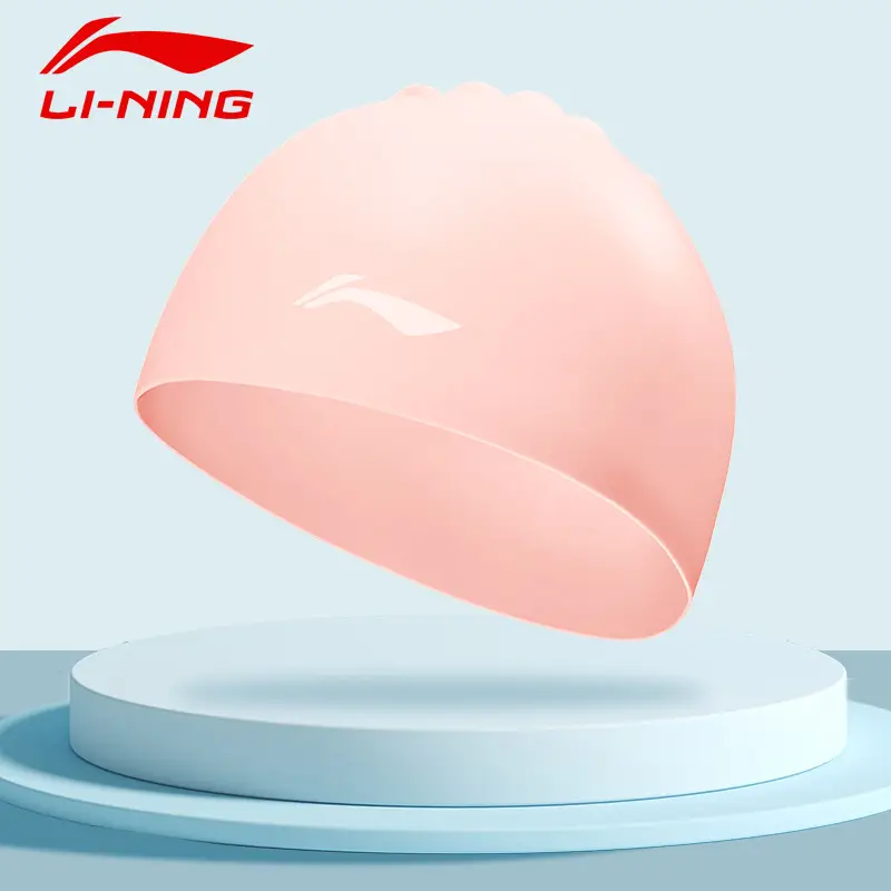 Li Ning Silicone Swimming Cap Large Size Comfortable Non-Stretching Large Head Circumference Men and Women Adult Kidsren Pure Color Swimming Cap Ear Protection Cap