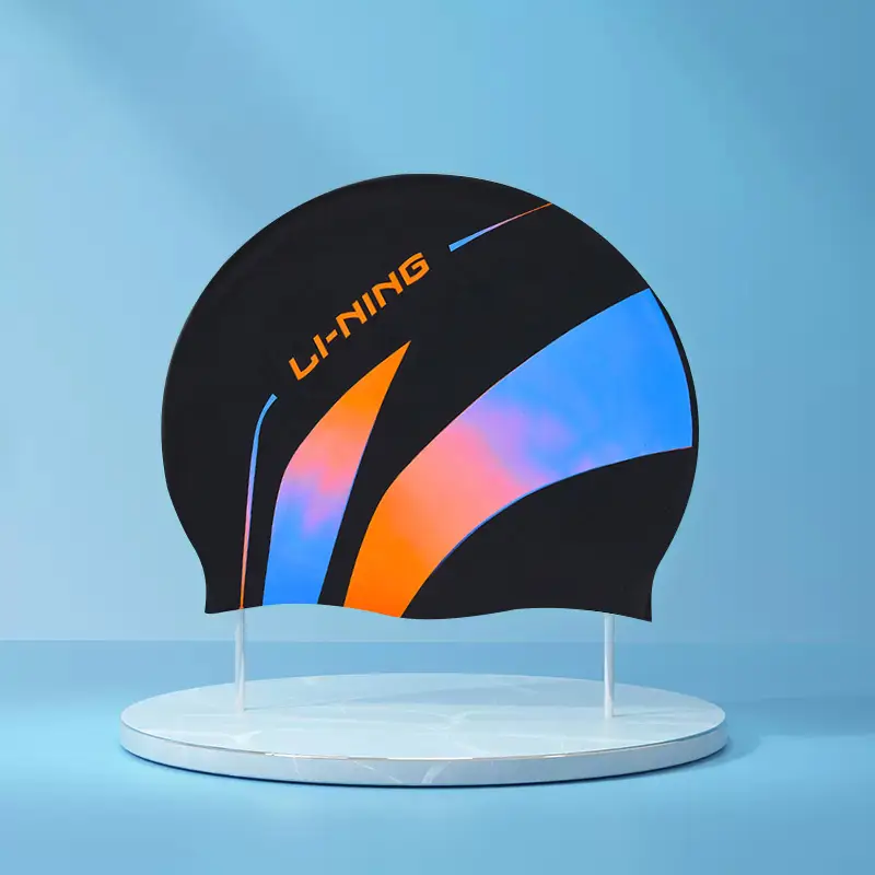 Li Ning Silicone Swimming Cap Large Size Comfortable Non-Stretching Large Head Circumference Men and Women Adult Kidsren Pure Color Swimming Cap Ear Protection Cap