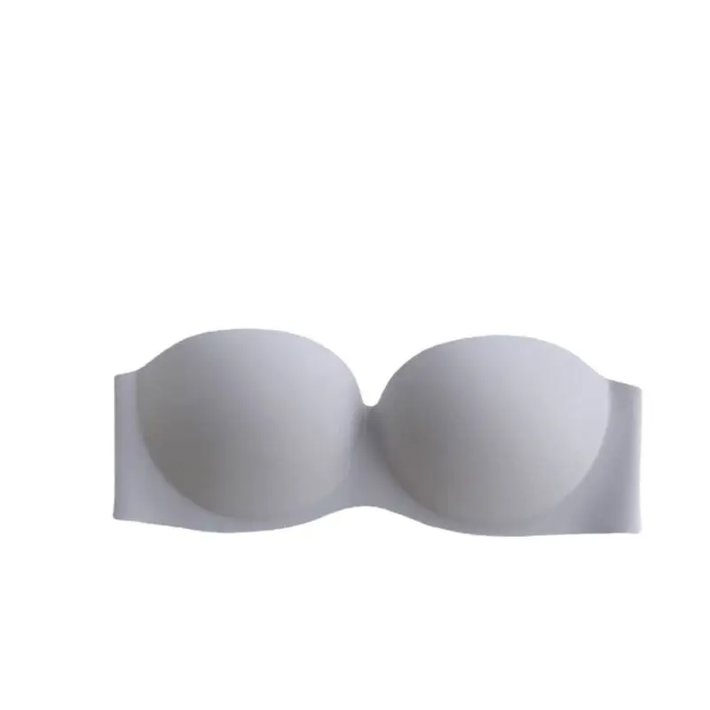 Summer Nylon Simple Casual Strapless Seamless Bra with Beautiful Back Design, Wireless Thin Molded Cup Lingerie Bra